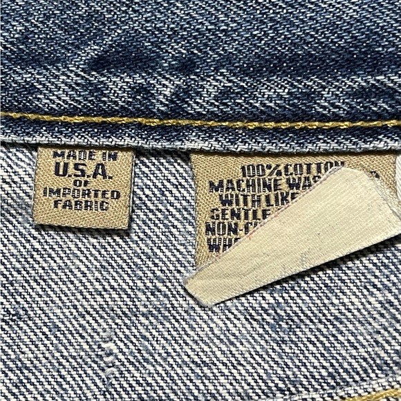 Vintage Bills Khakis Jeans Mens 34x30 Blue Denim Distressed Hem Straight Y2K - Picture 7 of 10